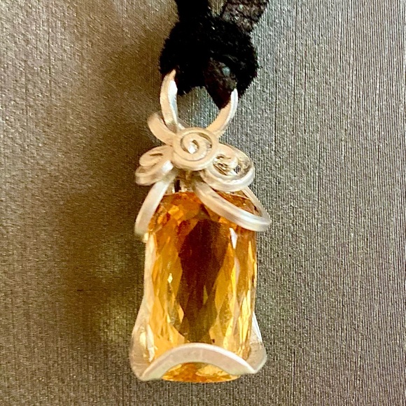Rich Citrine Pendant in Pure Silver